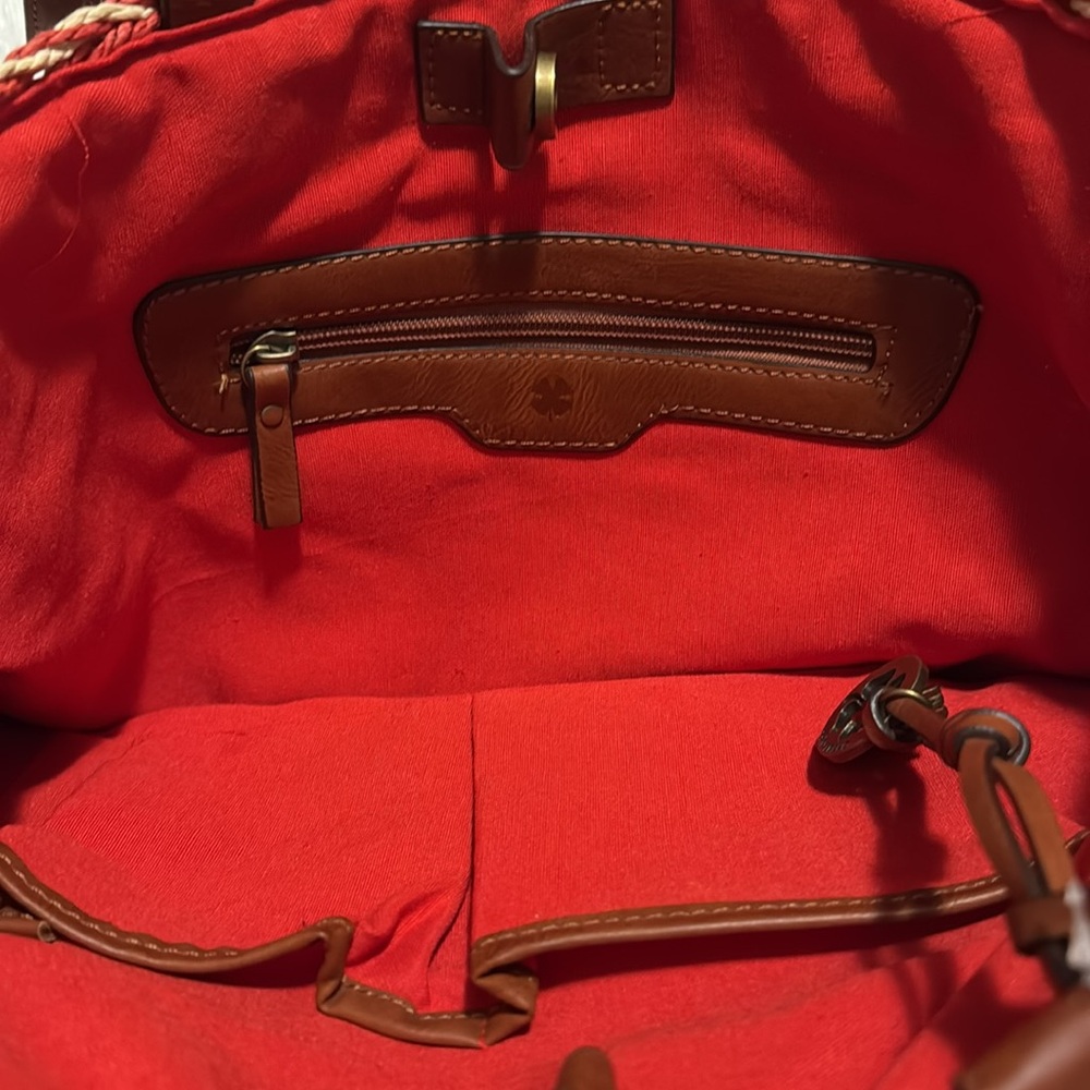 Lucky Brand ๐ Red, Orange, & Tan Woven Straw Tote Bag w/ Brown Handles Nโฆ - Picture 16 of 16
